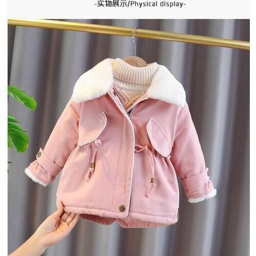 Childrens Clothing Girls Winter Jacket Childrens Jacket Mid-length Wind Breaker Thickened Warm Winter Fashion Cotton Lapel