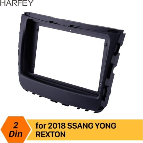 Harfey 9 inch In Dash 2 din Fascia Panel Bezel Trim kit Cover Trim For 2018 SSANG YONG REXTON OEM Style car radio frame