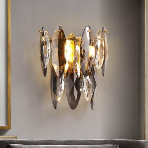 Had light luxury crystal wall lamp contemporary sitting room bedroom atmosphere luxury designers study new wall lamp
