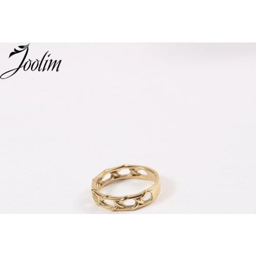 Joolim High End 18K Gold PVD Retro Opened Knit Rings for Women Stainless Steel Jewelry Wholesale