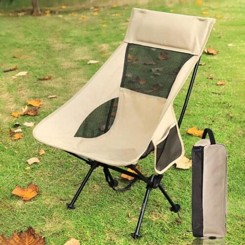 Lightweight Outdoor Moon Chair Fishing Chair Camping BBQ Chairs Portable Folding Extended Hiking Seat Garden Ultralight