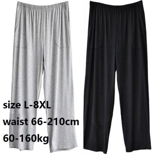 Summer Men Plus Size Sleeve bottoms sleep Pants 7XL 8XL 200KG large size modal elasticity home wear soft Breathable pants loose