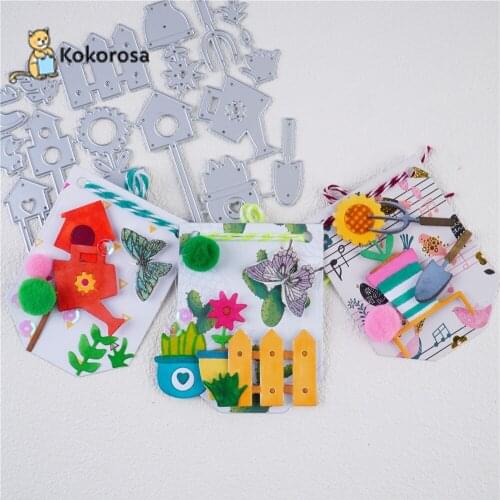 Kokorosa Garden Fence Metal Cutting Dies Courtyard Park Grass Flower Stencil DIY Scrapbook Embossing Album Paper Card Crafts