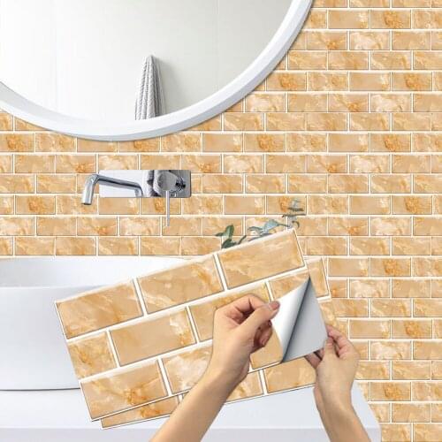 Marble Brick Self Adhesive 3D Wall Stickers PVC Waterproof Oil Proof Mosaic Tile Sticker Bathroom Kitchen Backsplash Decor Decal