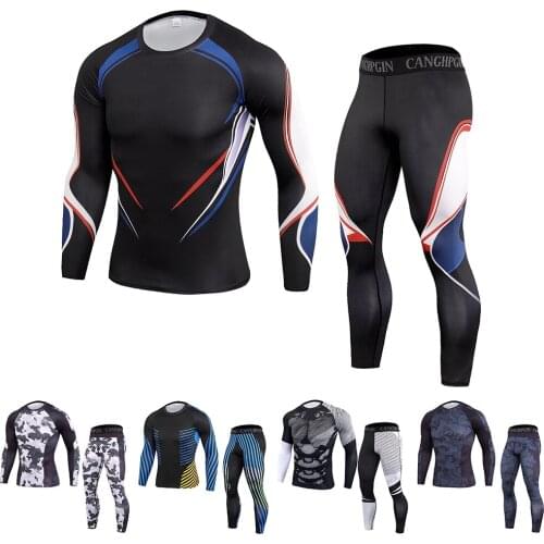 Mens Sportswear Compression Suits Gym Tights Training Clothes Workout Jogging Sports Set Running Rashguard Tracksuit For Men