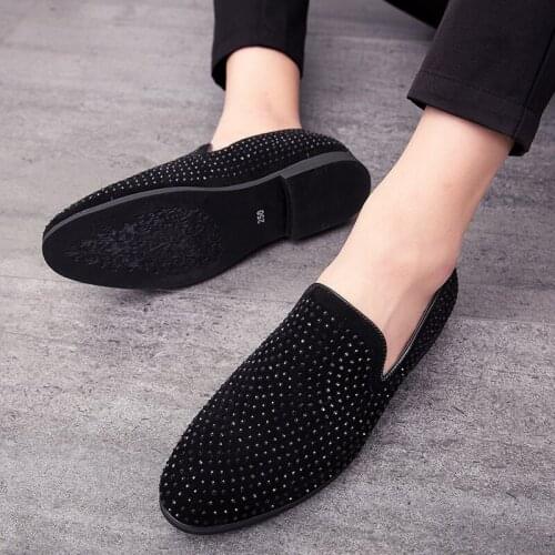 Black Spikes 2020 New Brand Mens Loafers Luxury Shoes Denim And Metal Sequins High Quality Men Casual Shoes Party Dress shoes