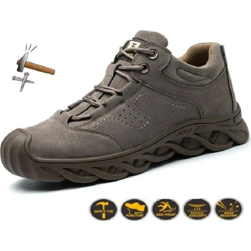 Breathable Men Work Safety Shoes Anti-smashing Steel Toe Cap Working Boots Construction Indestructible Work Sneakers Men Shoes