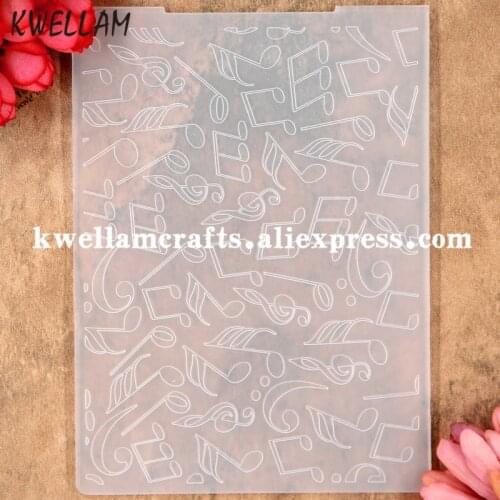 Musical Note Plastic Embossing Folder For Scrapbook DIY Album Card Tool Plastic Template 10.6x14.5cm KW8053125
