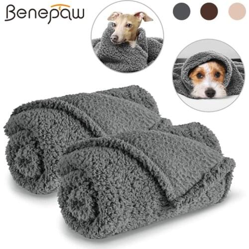 Benepaw Soft Cozy Fleece Pet Dog Blanket Warm Fluffy Plush Puppy Cat Blanket For Small Medium Large Dogs Machine Washable