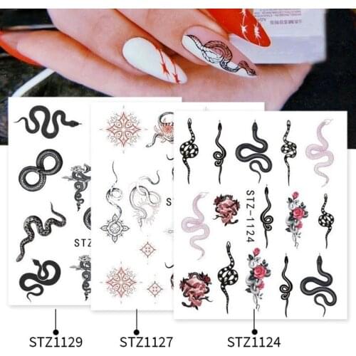 Leaflet Snake Pattern Color Nail Art Watermark Sticker Chinese Style Letter Flame DIY Nail Sticker Aluminum Foil Nail Decoration