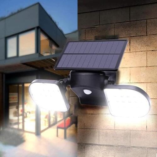 56LED Solar Sensor Exterior LED Wall Light with Double Head Rotating Solar Garden Light IP65 Waterproof