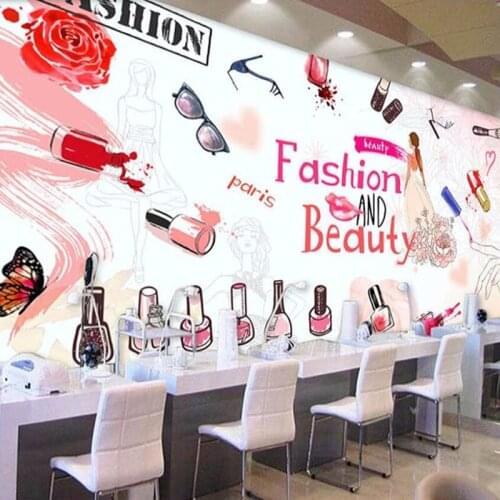 Custom Any Size Mural Wallpaper 3D Hand Painted Cosmetics Nail Shop Make-up Shop Background Wall Decor Modern Creative Wallpaper
