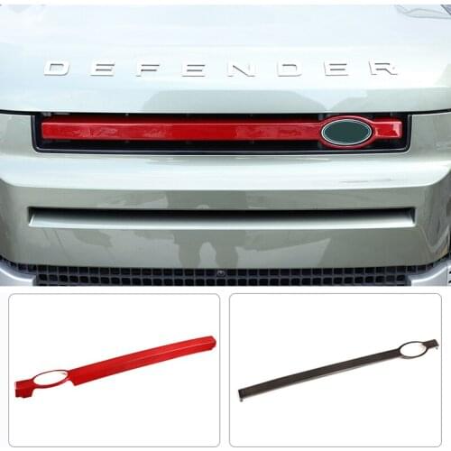 100% Real Carbon Fiber For Land Rover Defender 90 110 20-22 Black/Red Car Front Grille Trim Stickers Decoration Auto Accessories