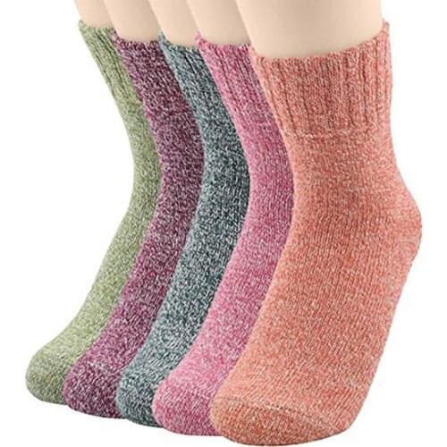 Solid Color Warm Wool Cotton Sock Casual Thick Knitting Women Mens Winter Soft Mid-calf Socks Vintage New