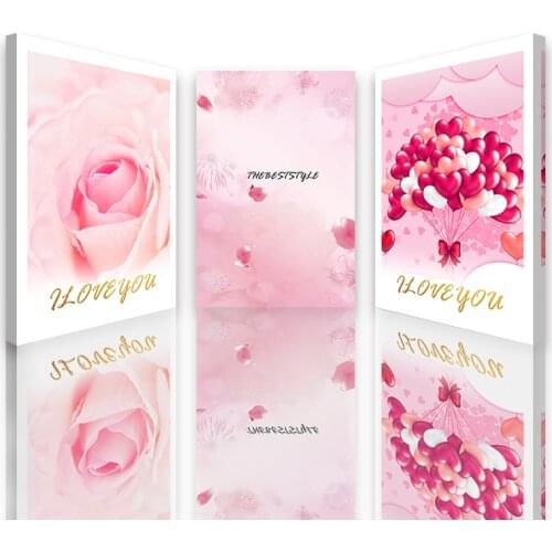 Pink landscape flowers make the figure triptych decoration painting sofa canvas wall art poster decoration painting