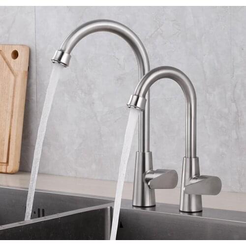 Last day kitchen faucet 304 stainless steel brushed surface single cold for sink