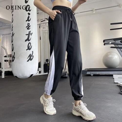 Side Stitching Sport Pants Women Elastic Band Waist/Foot Sweatpants Loose Fitness Running Yoga Pants Womens joggers Sportswear