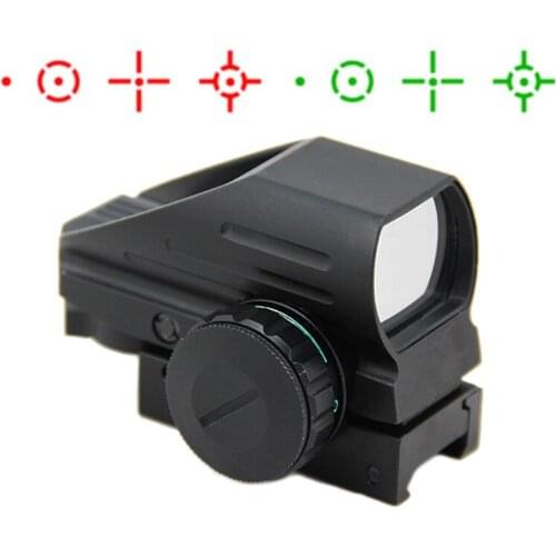 Tactical 1x22x33 Multi Reticle 4 Pattern Reticle Red and Green Dot Sight Hunting Rifle Scope with 20mm Weaver Mount