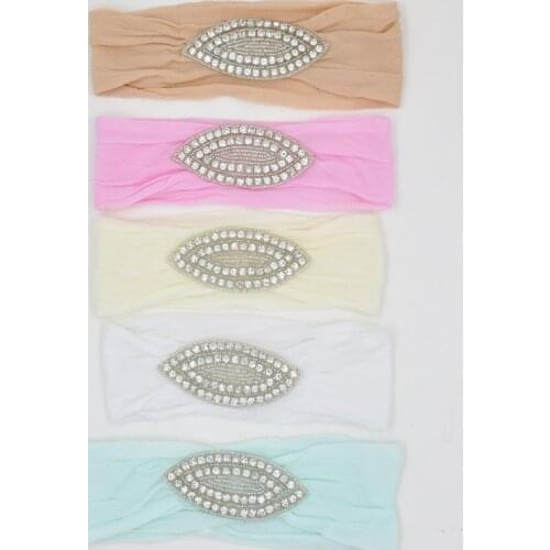 Yundfly Boutique Baby Soft Wide Nylon Headband Clear Oval Rhionestone Button Newborn Nylon Headwrap Chidlren Hair Accessories