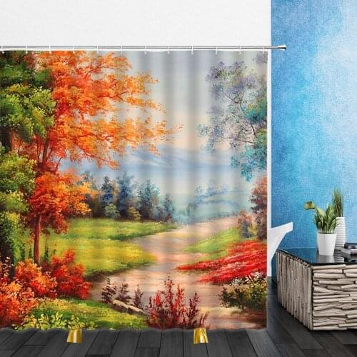Cartoons Shower Curtains Painting Flowers Yellow Sunflower 3D Print Waterproof Bathroom Decor Home Bathtub Polyester Curtain Set