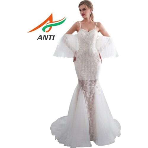 ANTI High-quality Bridal Organza and Tulle Halter Wedding Dress 2018 White Wedding Dresses Mermaid Trumpet Vestidos De Noiva