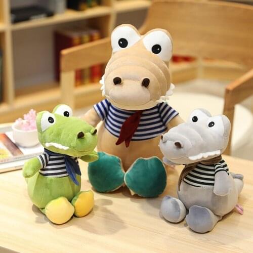 1pc 30-70CM Cute Sitting Style Crocodile With Clothes Plush Toy Doll Stuffed Animals Christmas Birthday Gifts for Kids Boys