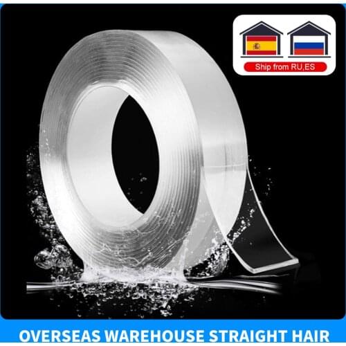 1Pc Double Sided Tape Transparent Nano Tracsless Stickers Reusable Waterproof Adhesive Face Tapes Cleanable Household Products