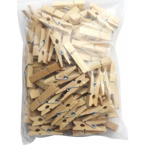 Small Wooden Clip 100 Pcs Wood Clips Small Clips Diy Photo Clips Snack Clips 2.5-3.5-4.5-6Cm Hardwood Clothespins