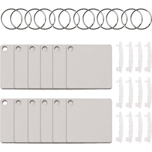 12Pc DIY Sublimation Wooden Hard Board Key Rings Double Printable White Blank MDF Key Chain Heat Transfer Jewelry Making