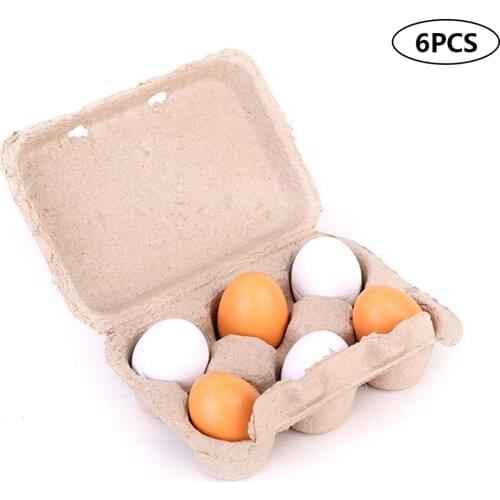 6Pcs Simulation Toy Egg Duck Egg Group Boxed Children Wooden Toy Egg