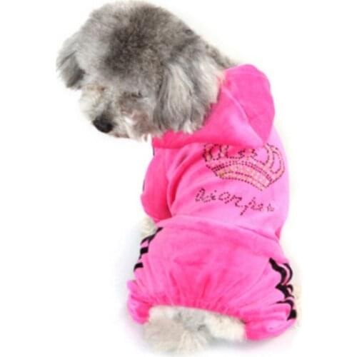 Velvet Pet Dog Clothes Sweatshirts Rhinestone Crown Wear Luxury Animals Jumpsuit For Chihuahua Yorkshire Puppies Supplies