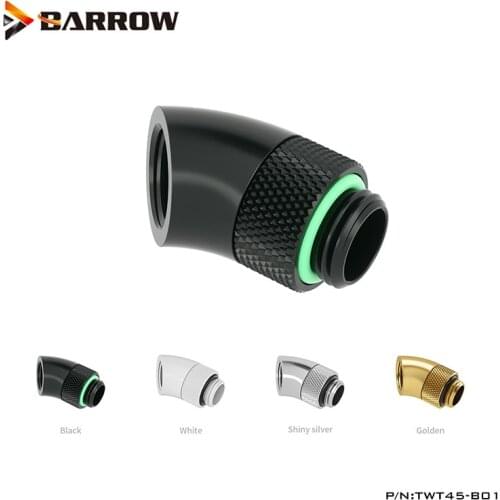 Barrow G1/4 45 Degree Rotate Fittings Water Cooling Adaptor Case Set Build Necessary Fittings Gold Black White Silver,TWT45-B01