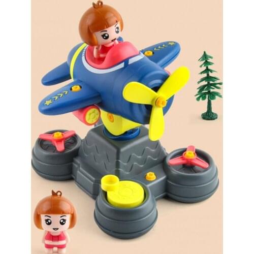 Children Self-assembled Swinging Rotating Airplane Play House Early Educational Toy Funny Kid Gift