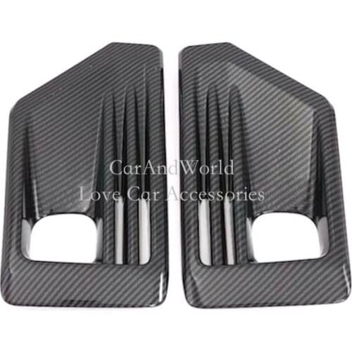 For Toyota RAV4 RAV 4 2019 Front Head Fog Light Lamp Cover Molding Frame Trims Carbon Fibre Sticker Car-Styling Accessories
