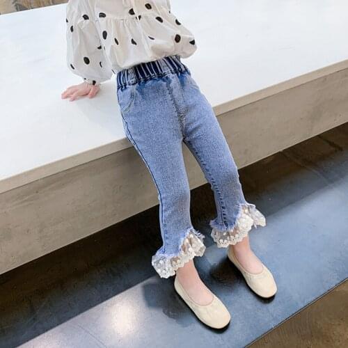 Jeans Girl Lace Floral Kids Jeans Girls Casual Style Kid Jeans Spring Autumn Childrens Clothes