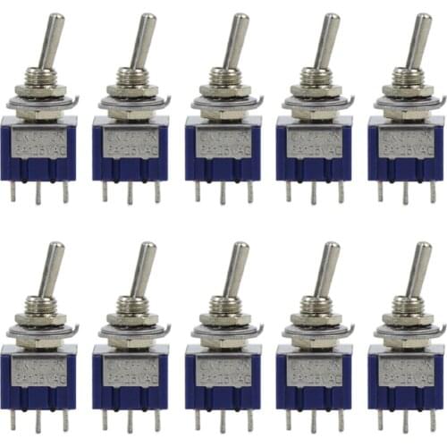 Evemodel 10pcs Miniature Toggle Switch ON-OFF-ON DPDT SW02 model building kit railway modeling