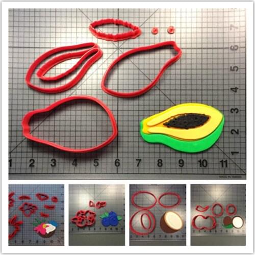 Fruits shape coconut stead bread mold blueberries fondant cutters papaya shape cupcake top birthday cake decoration