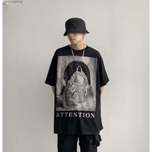 Summer T-shirt Ins Tide Brand Loose Half-sleeved Short-sleeved Men and Women Trend Personality Cool Temperament Fashion