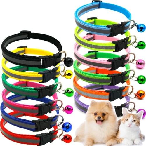 Hot Sale Dog Collars Pet Collars with Bells Charm Necklace Collar for Little Dogs Cat Collars Adjustable Nylon Pet Supplies