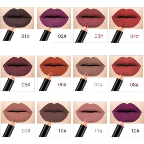 12 Colors Matte Lip Liner pen use with lipstick Long Lasting Pigments Waterproof no blooming beauty Makeup color optional TSLM1