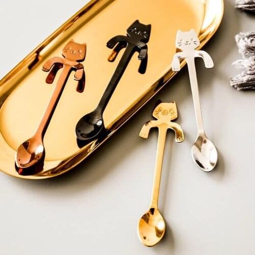 Cat Coffee Spoon Stainless Steel Teaspoon Colorful Coffee Spoon Cute Mini Spoons for Stirring/Mixing/Dessert/Ice Cream Spoon