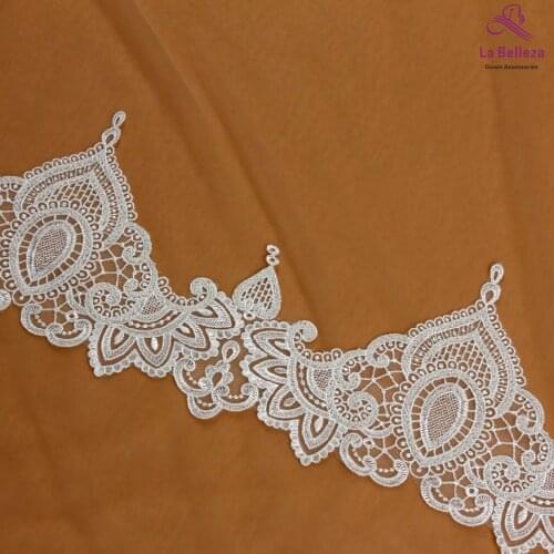 La Belleza large width lace trimming 20cm width beaded off white lace sequins lace trimming 1 yard