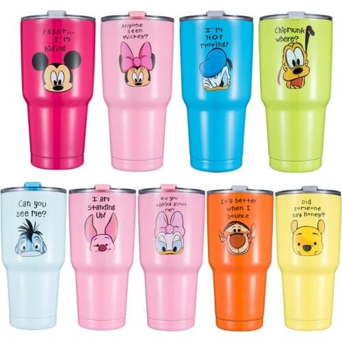 30oz 900mL Disney Mickey Water Cup 304 Stainless Steel Vacuum Insulation New Cute Cartoon Mug Straw Cup Beer Mug Icemaster Cup