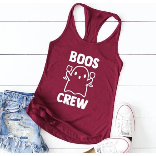 Cute Women Graphic The Boo Crew Holiday Gift Tops Ghost Boos Crew Halloween Tank