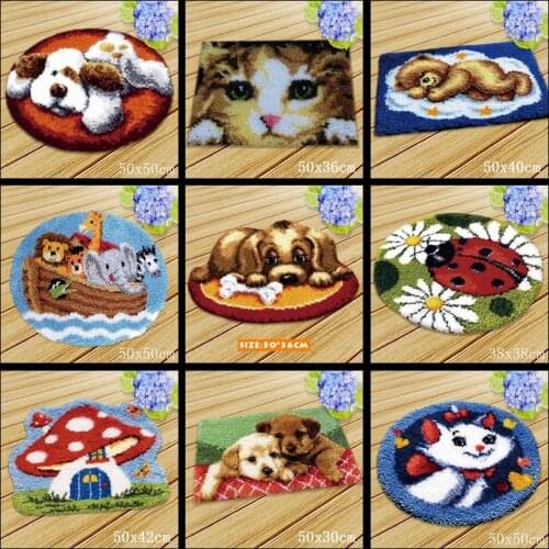 Latch Hook Rug Kits Cat Dogs Needlework Carpet Accessories Cross Stitch Latch Hook Cushion Animals Carpet Embroidery Knooppakket