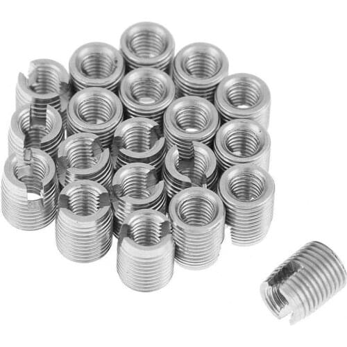 20pcs Thread Repair Insert Kit Set Stainless Steel SUS303 Self Tapping Slotted Screw Thread Insert M3 x 6mm Stainless Steel