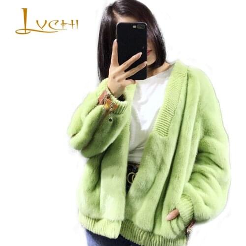LVCHI Winter2017 Full Pelt Mink Fur Coat Womens Full Sleeve Fur Coat Double Zippers On Sleeve Pocket Loss Short Mink Fur Coats