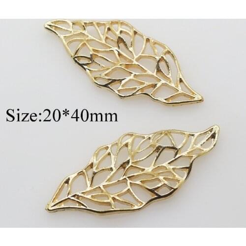 New 10pcs 20*40mm Golden Leaf Decoration Metal Crafts for Jewelry Making DIY Jewelry Accessories