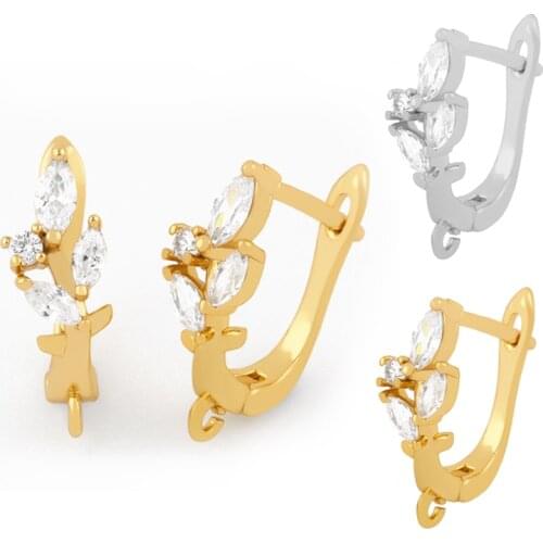 OCESRIO DIY Handmade Leaf Earring Hooks Zircon Earrings Making Pendants Luxury Jewelry Making Accessories erha016