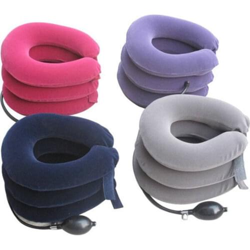 1pc Professional Neck Cervical Traction Device Inflation Pillow Soft Brace Relief Head Massage Pillow for Women Men Household U3